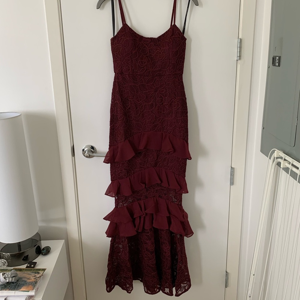 Ever New Melbourne Mermaid Lace Ruffle Fitted Dress Gown Size 2 - Picture 2 of 8